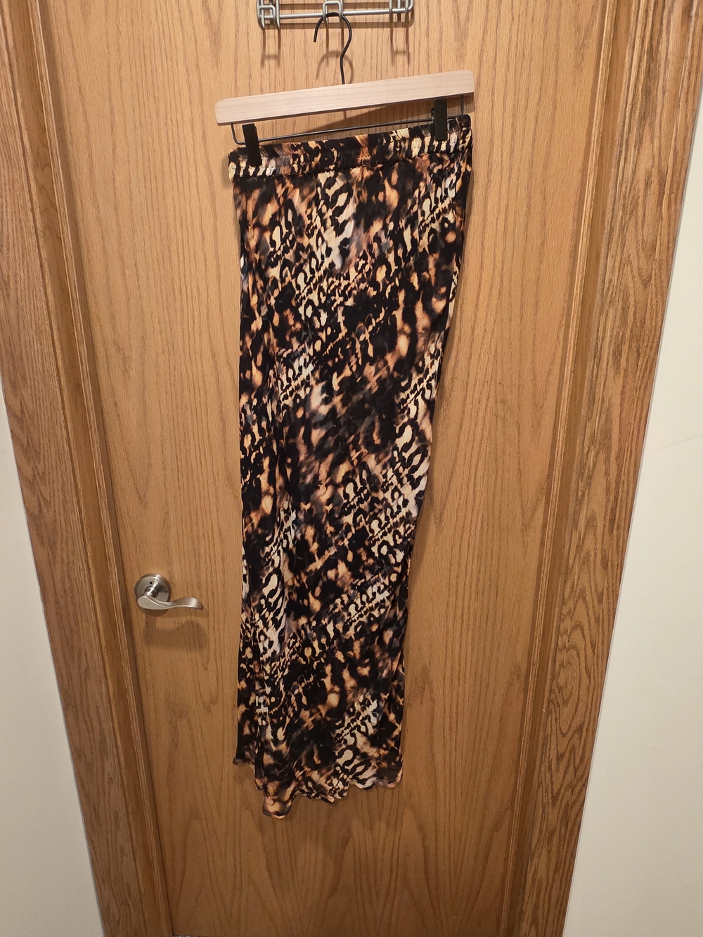 Nasty Gal Animal Print Georgette Blurrer Animal Bias Maxi Beach Skirt